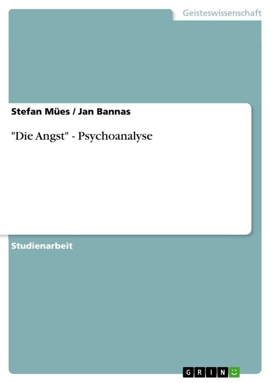'Die Angst' - Psychoanalyse - cover