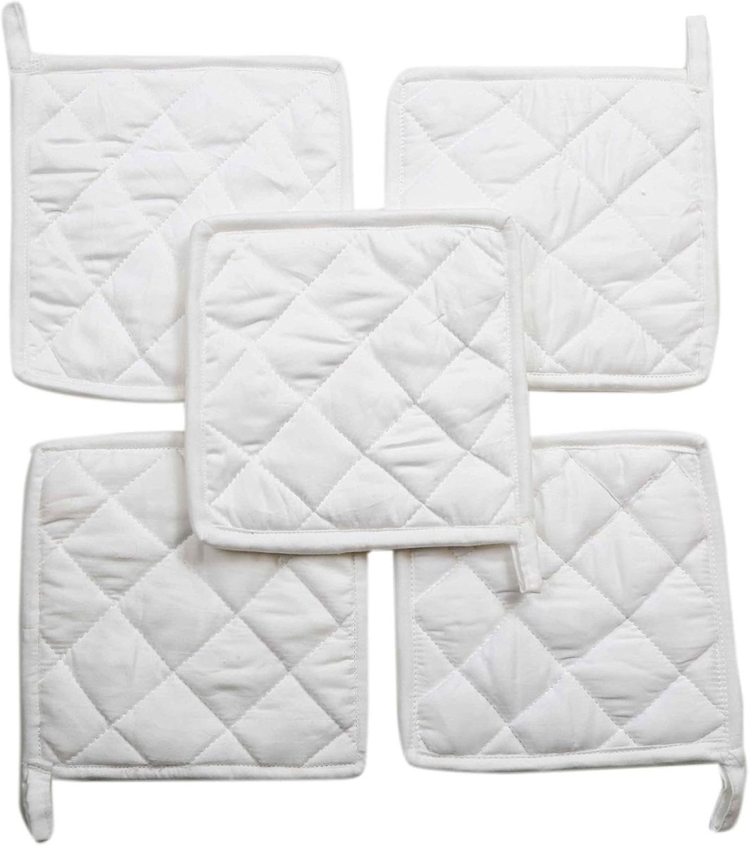 Hittebestendige Pannenlappen Set van 20 - 8" x 8" - 200% Katoen - Witte Keuken Accessoires