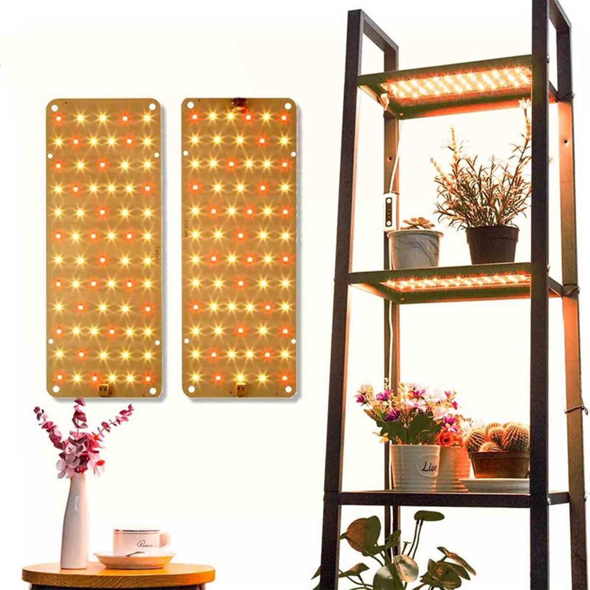 NAXSIR Kweeklamp LED - Vollspectrum Plantenlamp - 3 Lichtmodi & 10 lichtniveaus - Wit, Warm & Rood Licht - Set van 2 Stuks