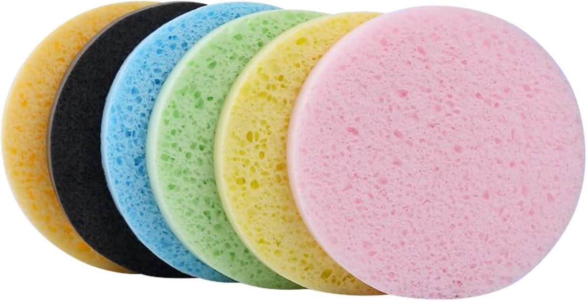 Allecto plus - Herbruikbare Gezichtssponzen 50 Stuks voor Cosmetische Make-up Verwijderen en Reinigen van het Gezicht met Natuurlijke Cellulose (Gemengde Kleuren)