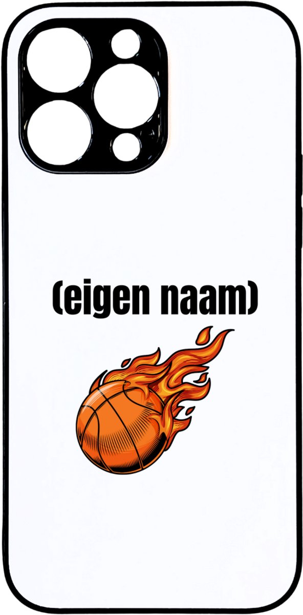 Hacebo® - basketbal vuur met eigen naam telefoonhoesje - Basketbal - iemand die op basketbal zit - telefoonhoesjes - sport - verjaardag cadeau - kado - bal - wedstrijdsport - hoesje geschikt voor iPhone 14 Pro Max
