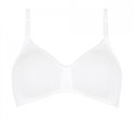 Witte beha met verstelbare bandjes en een decoratieve rand rond de cups.