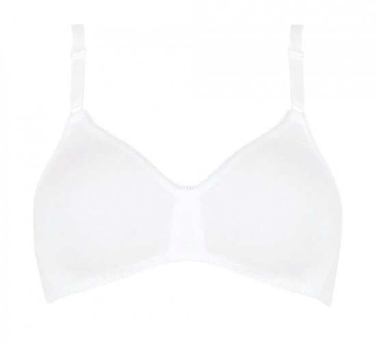 Witte beha met verstelbare bandjes en een decoratieve rand rond de cups.