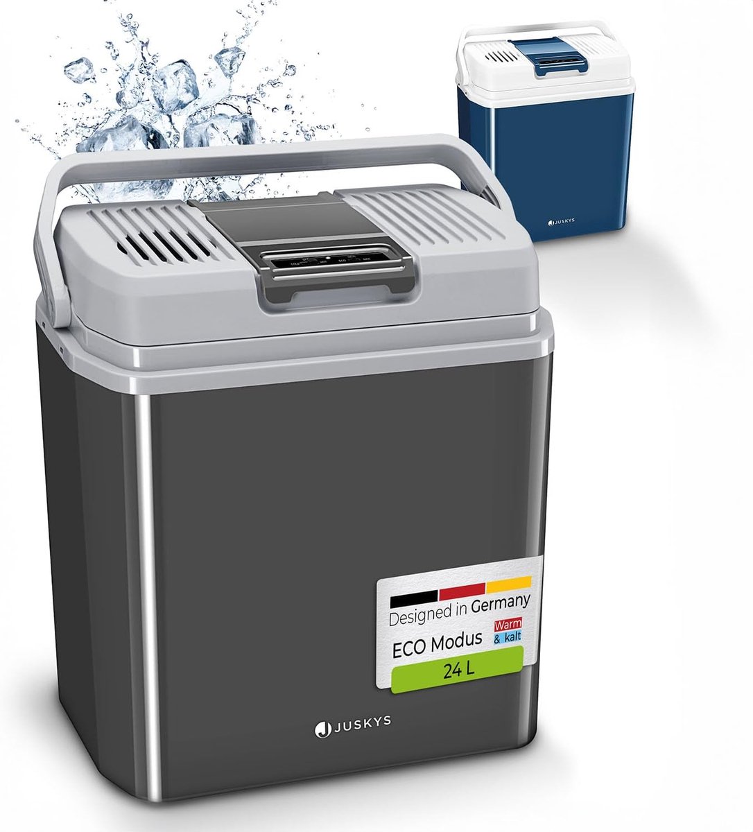 Elektrische koelbox 24 liter, 12 V/230 V, voor auto en camper, thermo-elektrische koelbox, grijs