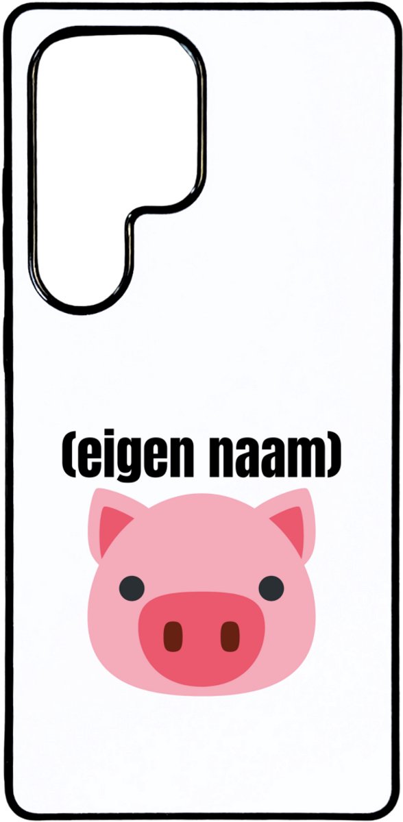 Hacebo® - varkenskop met eigen naam telefoonhoesje - Varken - boeren/varken liefhebbers - telefoonhoesjes - iemand die houdt van varkens - verjaardag - cadeau - kado - geschenk - hoesje geschikt voor Samsung Galaxy S25 Ultra