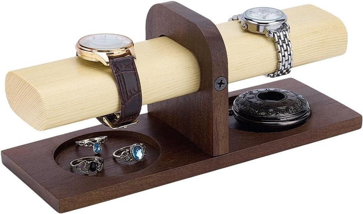 Allecto plus - Houten Horloge Display Stand T-Bar Houder - Sieraden Organizer voor Mannen en Vrouwen - Opknoping Horloges Rack