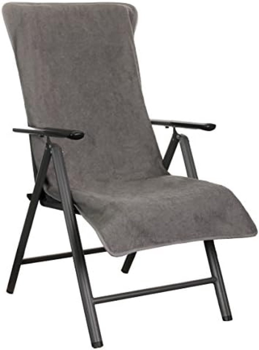 PromoHome Badstof Tuinstoelhoes 65x130 cm - Zacht Antislip - Met Capuchon "Grijs"
