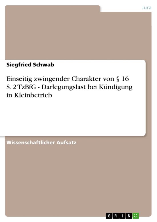 Einseitig Zwingender Charakter Von � 16 S. 2 Tzbfg - Darle ... - cover