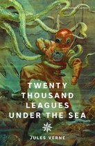 Boekomslag van "Twenty Thousand Leagues Under the Sea" met duiker omringd door tentakels.