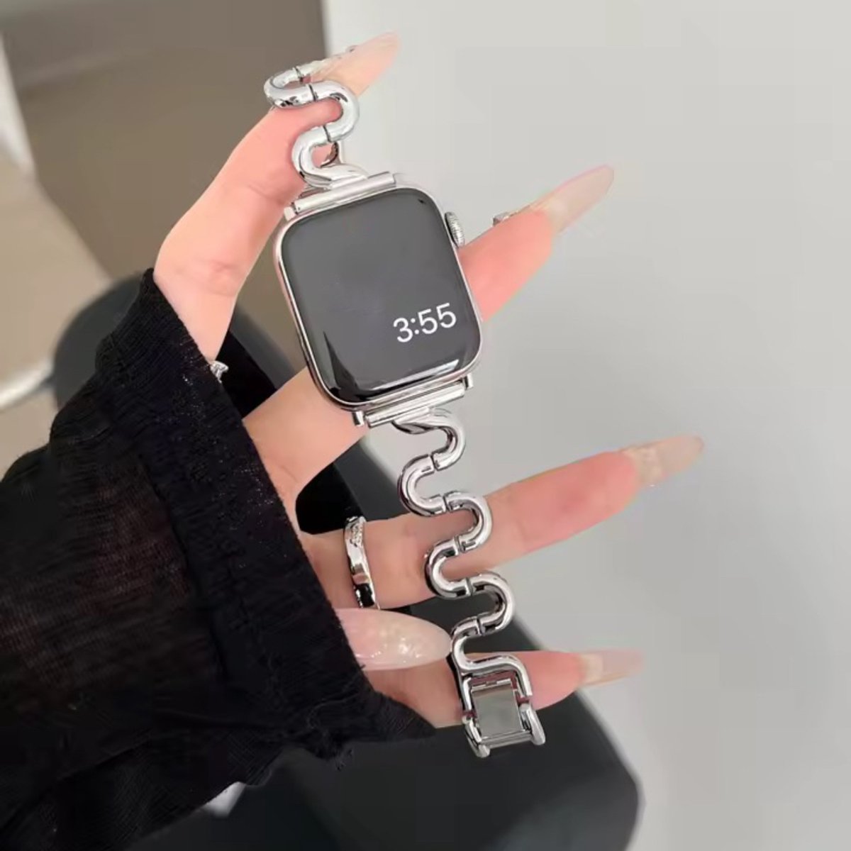 MY PROTECT - Luxe Metalen S Bandje - Geschikt Voor Apple Watch Bandje - Series 1/2/3/4/5/6/7/8/9/10/SE - 38mm - 40mm - 41mm - 42mm - Zilver