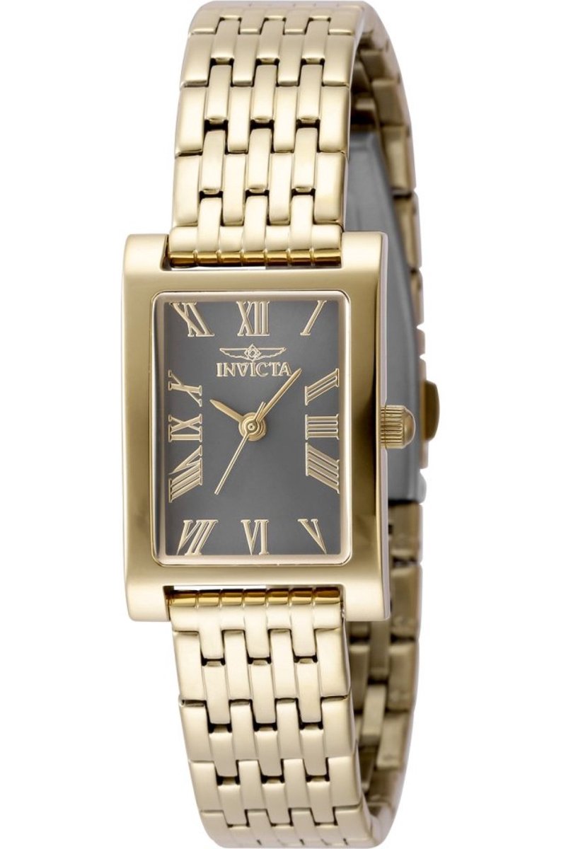 Invicta Angel 49076 Dames Horloge - Waterdicht - Analoog - Quartz Uurwerk - Roestvrij Staal met grijze Wijzerplaat - 19mm