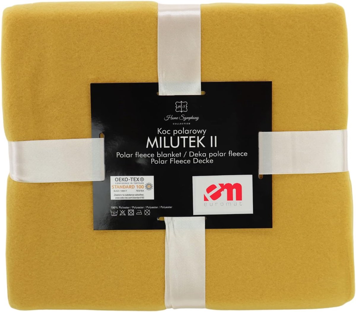 Zachte Polar Fleece Deken - Multifunctionele Sofadeken, Woondeken of Sprei - Geel Mosterdgeel 130x170 cm