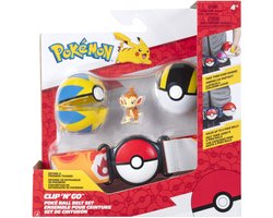 Pokémon - Clip 'N' Go Poke Ball Belt Set Chimchar with Quick Ball, Ultra Ball, & Fire-type Themed Belt