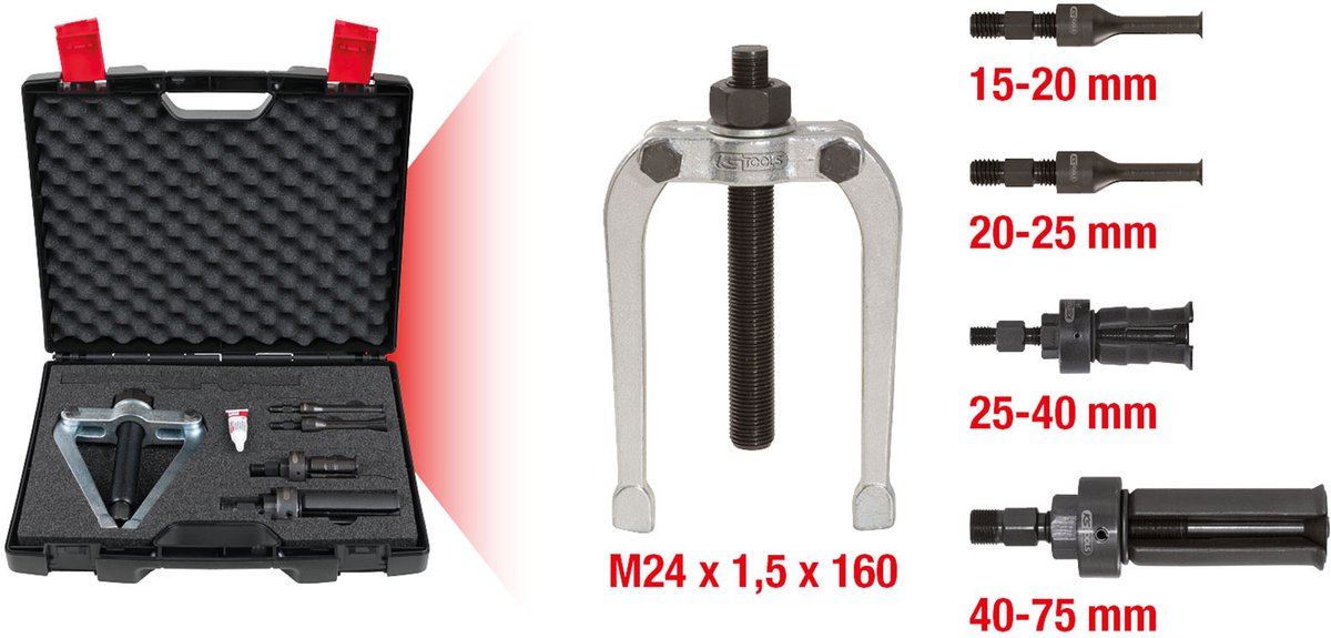 KS TOOLS Precisie-binnenlagertrekker Ø 15-75 mm 5-delig - 660.0015