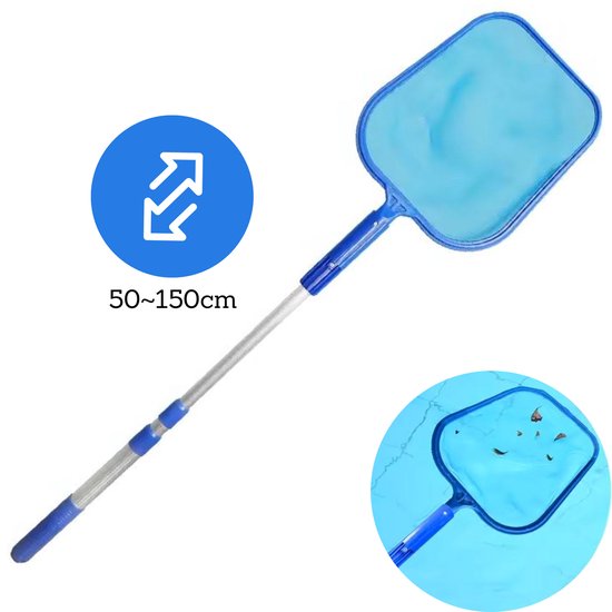 Épuisette télescopique DIVERZA – 30 x 25 cm – Manche télescopique extensible 50–150 cm – Filet de pêche à mailles fines – Épuisette de piscine – Épuisette de bassin – Légère et durable