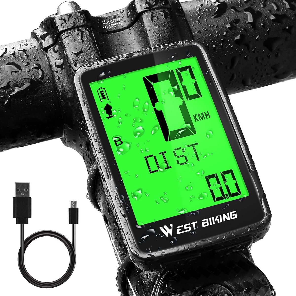 Draadloze fietcomputer met LCD-display - USB-oplaadbaar, waterdicht, 21 functies