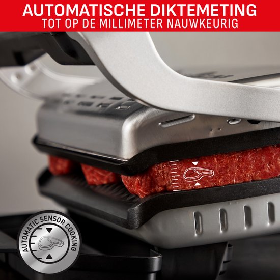 Automatische diktemeting van de Tefal OptiGrill+. Vleesgrill met sensor.