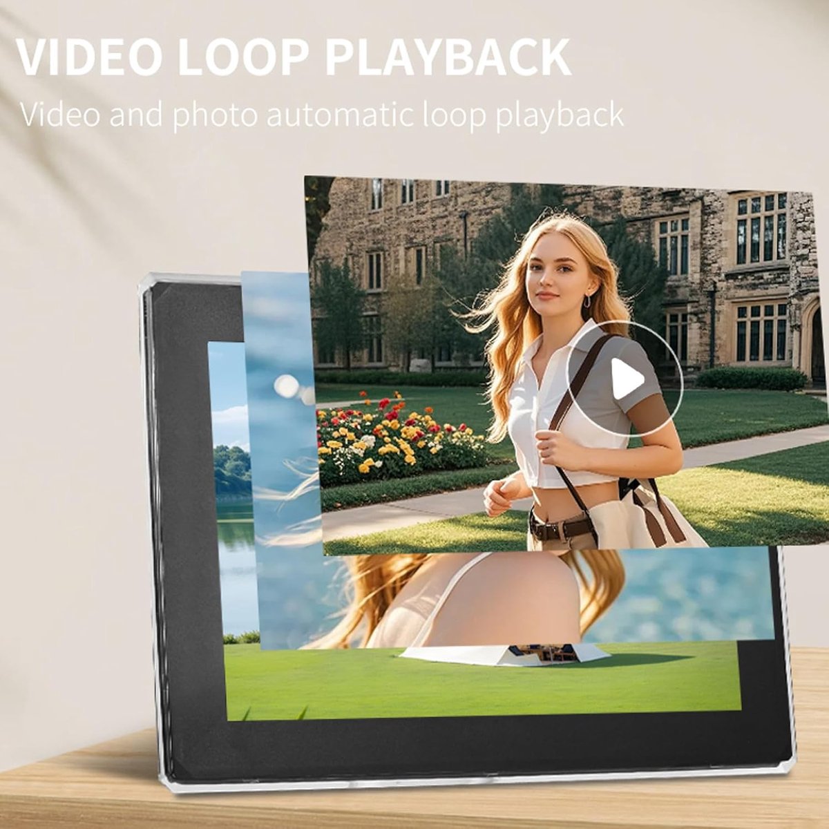 10.1 Inch Digitaal Fotolijst met Hoogwaardige Beeldkwaliteit en Draadloze Verbinding — cadeau in Wonen & Interieur - foto 4