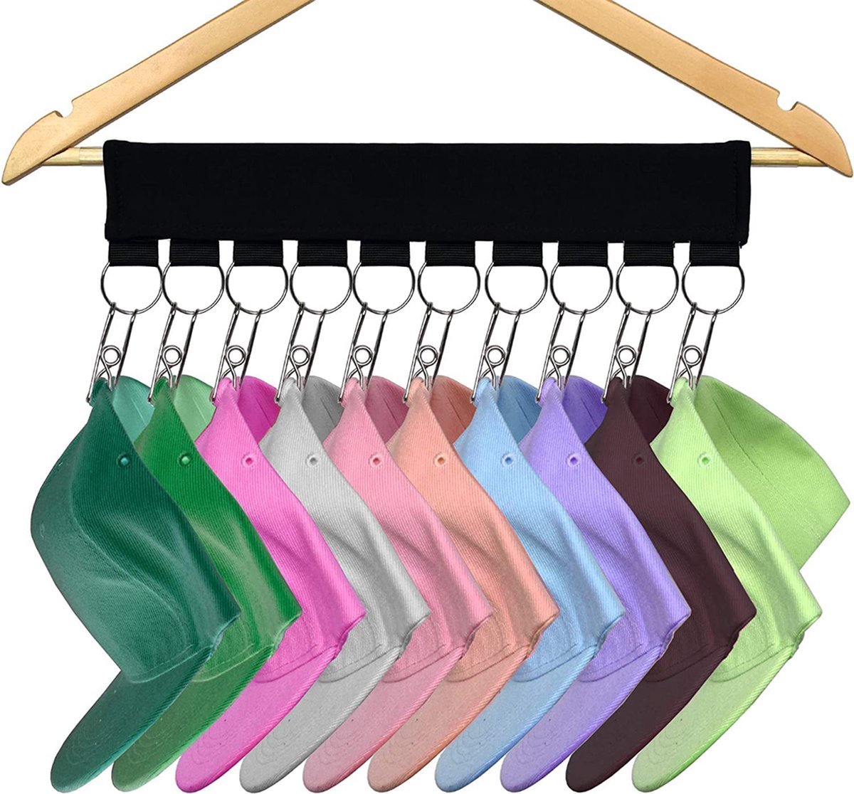 Flexigood® - Petten Organizer – Cap Rack Zwart – Petten Opbergsysteem – Petten houder - 10 Petten