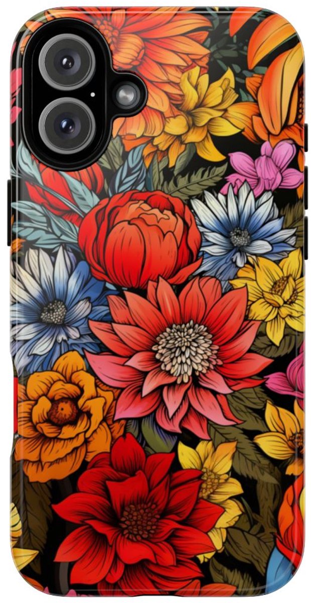 Levendig Bloemenpatroon – Telefoonhoesje Geschikt voor iPhone 16 Plus