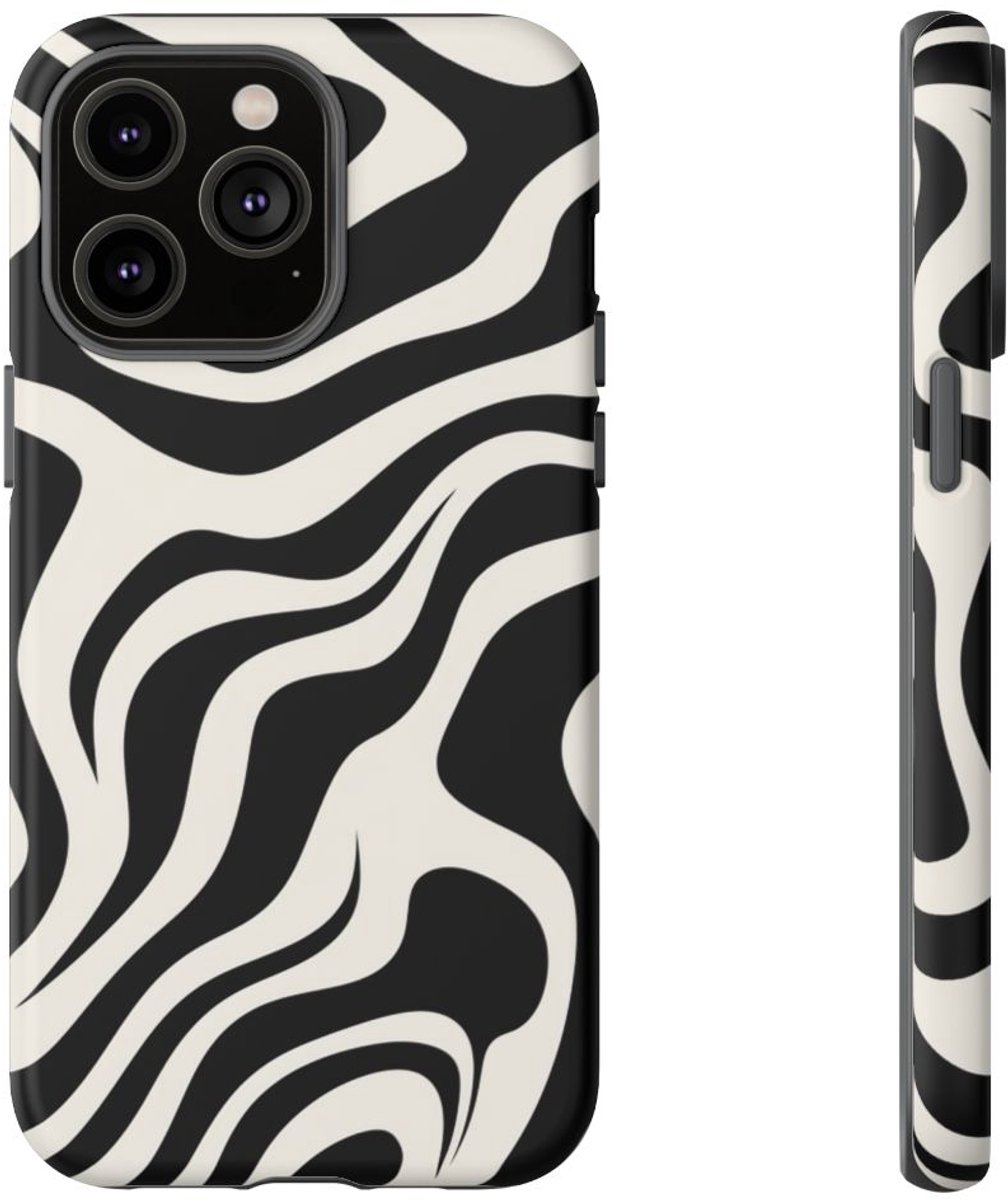 Zwart-Wit Abstract Zebra-Patroon – Telefoonhoesje Geschikt voor iPhone 14 Pro Max