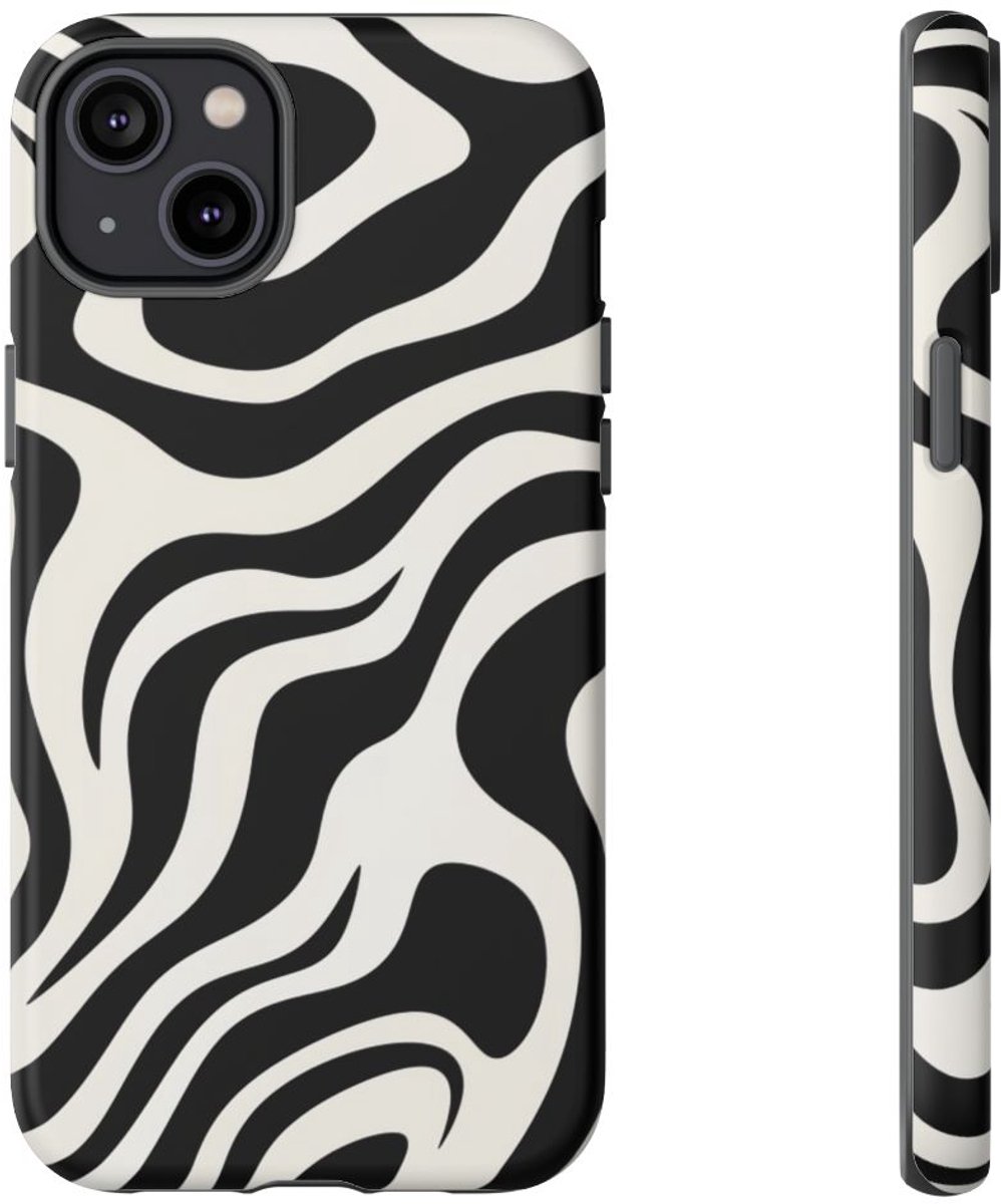 Zwart-Wit Abstract Zebra-Patroon – Telefoonhoesje Geschikt voor iPhone 14 Plus