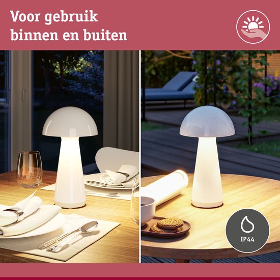 Paulmann Onzo - Lampe de table - mobile - IP44 - 2700K - 3stepdim - USBC - blanc - plastique