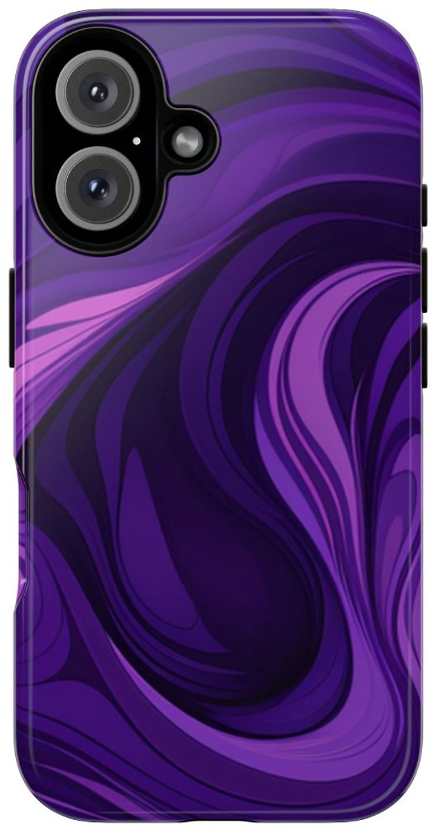 Paarse Abstracte Golfpatroon – Telefoonhoesje Geschikt voor iPhone 16