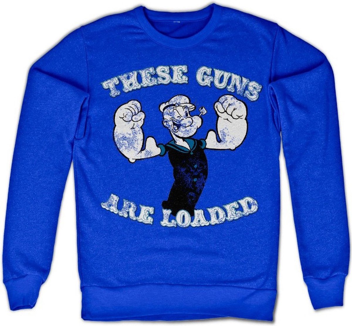 Popeye These Guns Are Loaded Sweatshirt Blue-S