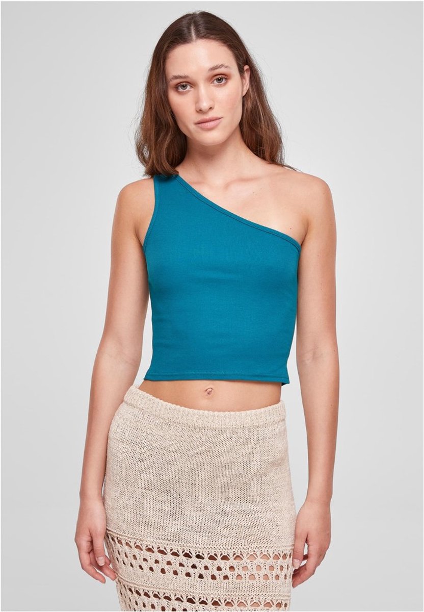 Urban Classics Asymmetric Crop top XXL Blauw