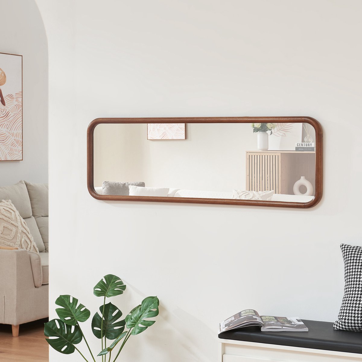 Wandspiegel Ristijarvi rechthoekig 120x40 cm bruin [en.casa]
