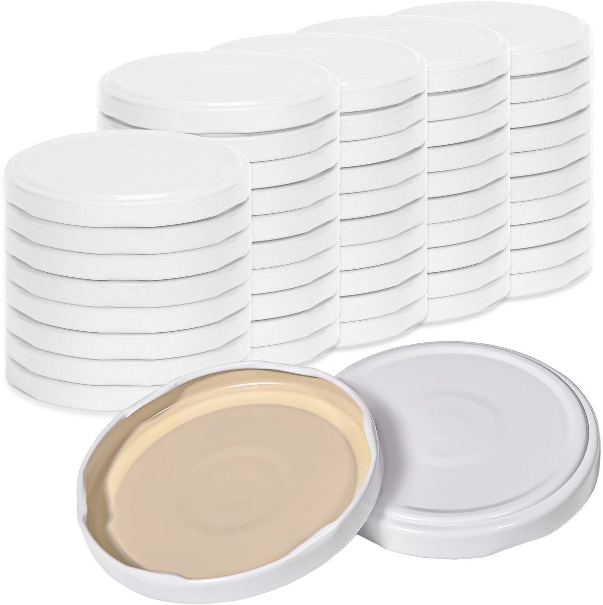Oputec 50x twist-off draaideksel TO 82 (82 mm) – wit inmaakdeksel – reserve voor jampotten & weckpotten