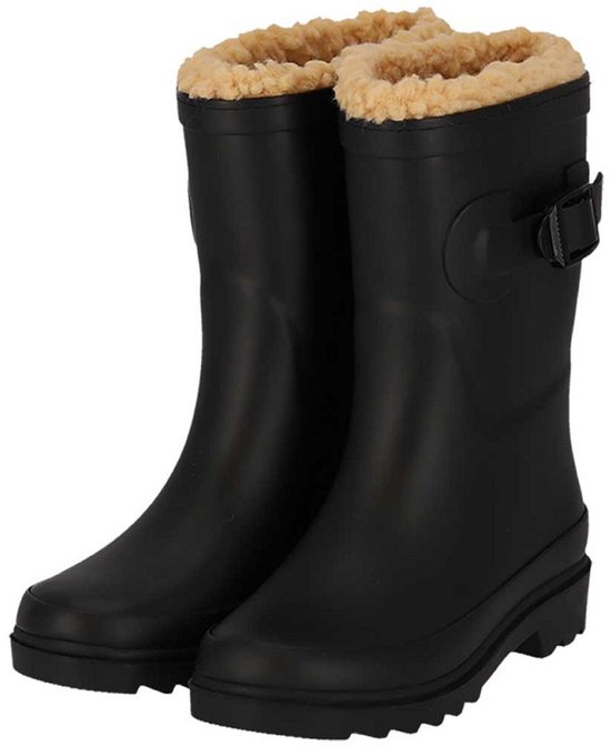 XQ Regenlaarzen kinderen Unisex Fake Fur voering Zwart