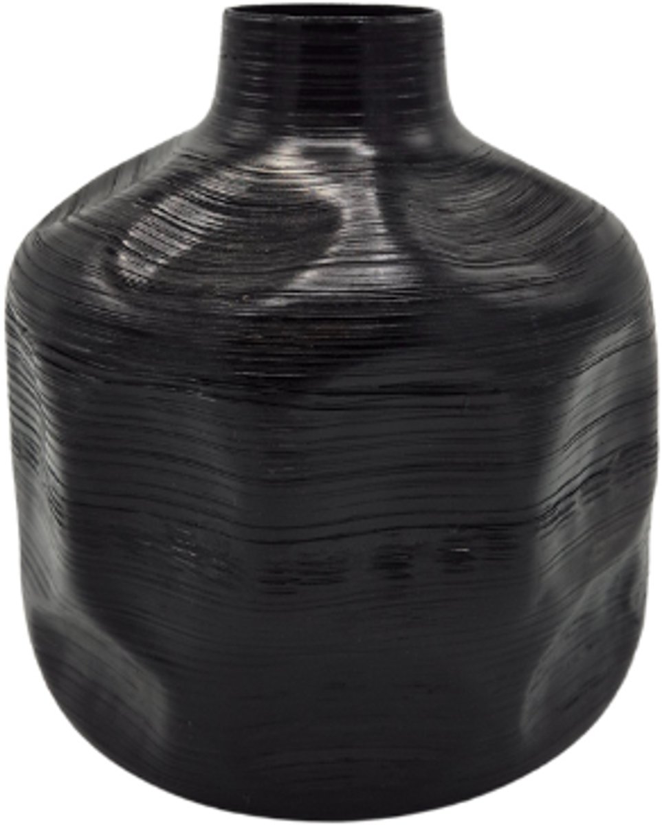 Deco4yourhome® - Vaas - Metaal - Zwart - 18cm - Roos - Bloemen