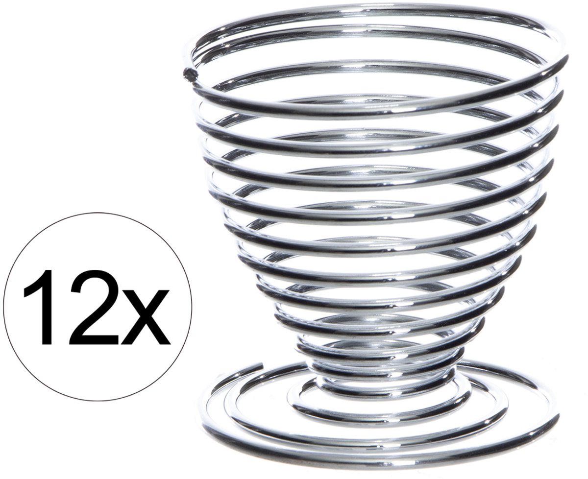 Eierdopjes set 12x – RVS spiraal eierdoppen – Duurzaam en stijlvol – 5 cm