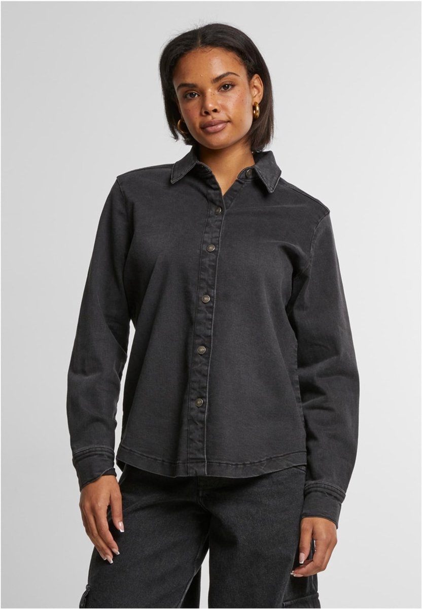 Urban Classics Ladies Shirt Longsleeve XS Katoen Dames Basics Zwart
