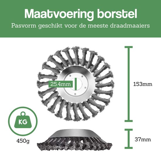 DIVERZA Onkruidborstel voor bosmaaier - 15cm staalborstel (6 inch) - Universele Onkruidborstel Onkruidverwijderaar - Voegenborstel - Grastrimmer — afbeelding 3