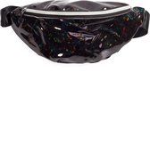 KIMU® Heuptasje Zwart Holografisch Iridescent Glitter - Heuptas Klein Fanny Pack Pvc Blauwe Tas Regenboog Tasje Glitter Metallic Halloween