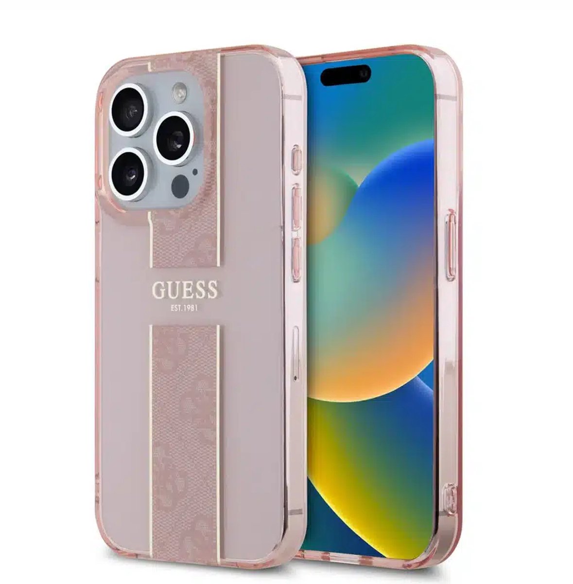 Guess - Backcover iPhone 16 Pro Max - IML 4G Stripe - Roze