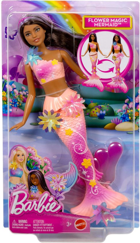 Barbie Flower Magic Zeemeerminpop – Magische Bloemen die Bloeien - Bruin & Roze