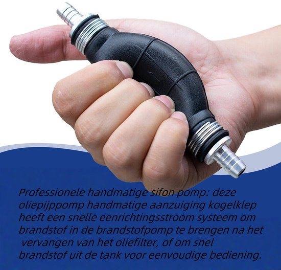 1 artikel - Handoliepomp voor auto's en boten - 8 mm - Handknijpbal voor auto's en boten - Aluminiumlegering - Enkelzijdige handpomp - Oliezuigpomp - Zwart — afbeelding 2