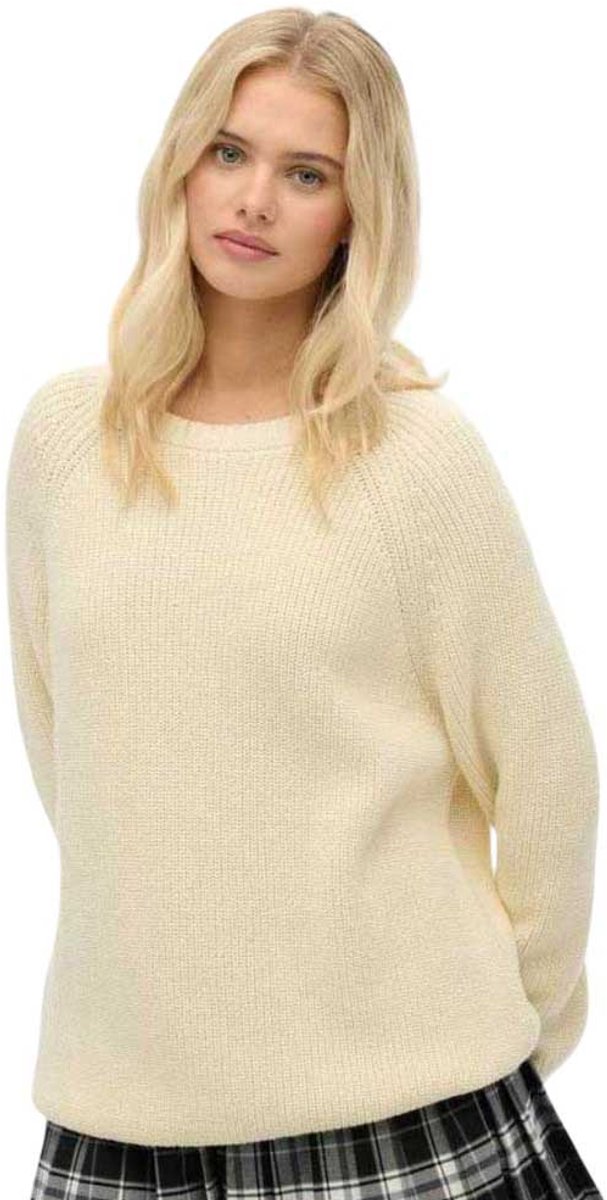 Superdry Relaxed Ribbed Gebreide Trui Dames Sweaters Wit