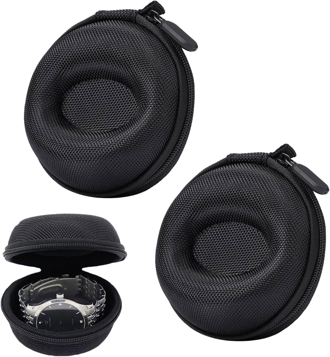 2 stuks reis-horlogedoos, draagbare horlogekast, horlogekast, horlogedoos, organizer voor heren, enkele horloges, horlogedoos met ritssluiting, voor horloges en reisetui, draagbare horloge-rollen