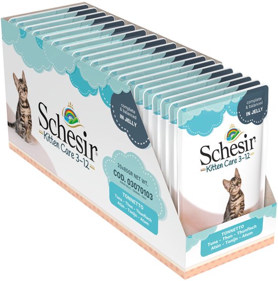 Schesir Kattenvoer Kitten 3-13 Tonijn in Gelei - 20 x 85 gr - Voordeelverpakking