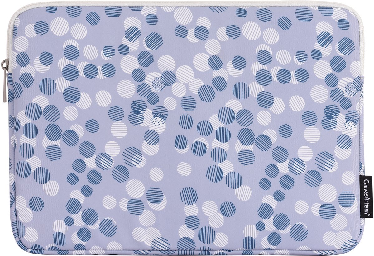 Laptophoes 13 Inch GV – Laptop Sleeve - Geschikt voor Macbook Air & Pro - Dots Blauw Wit