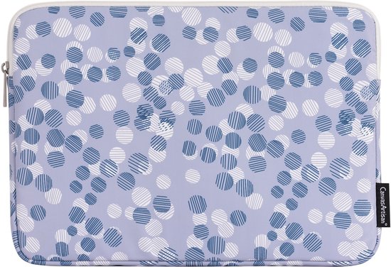 Housse pour ordinateur portable 13 pouces GV – Housse pour ordinateur portable – Compatible avec MacBook Air et Pro – Motif à pois Blauw et Wit