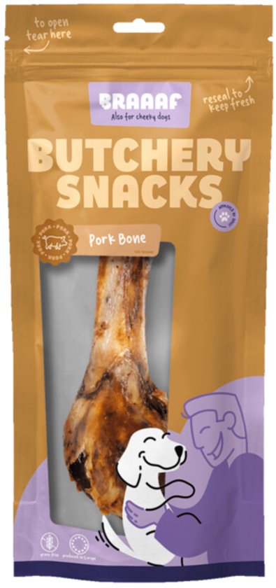 Braaaf Butchery Pork Bone Hondensnack - 10 x - Voordeelverpakking