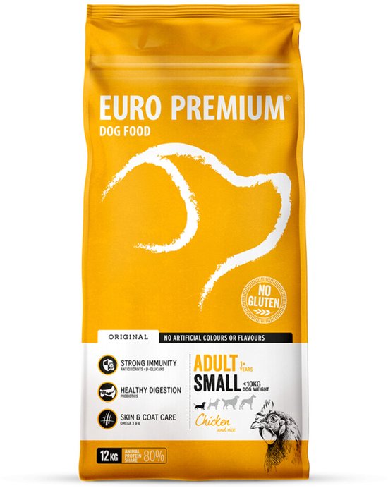 Euro Premium Adult Small Breed Chicken & Rice 12 kg - Hond