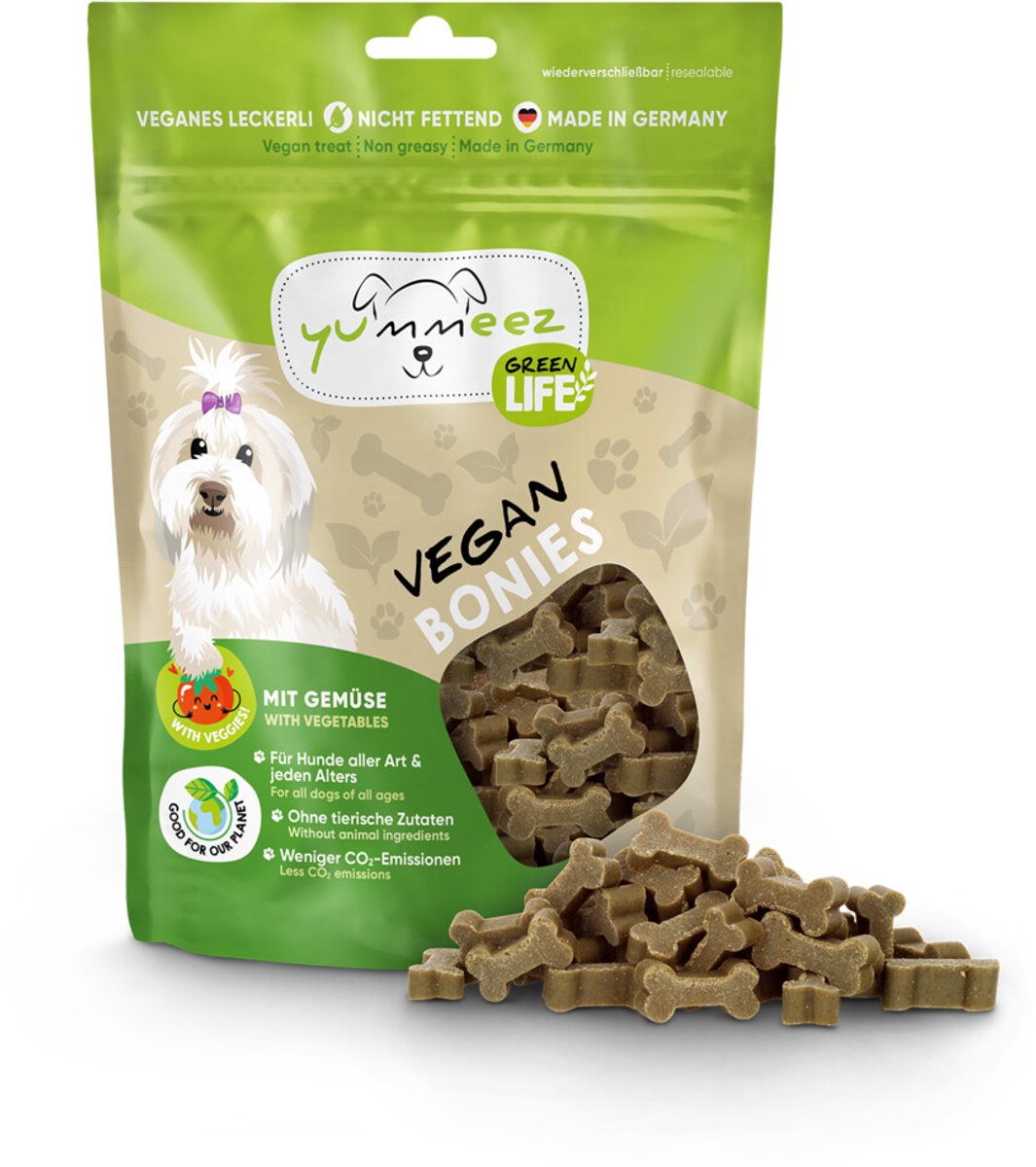 Yummeez Green Life Bonies Hondensnack Vegan - 5 x 175 gr - Voordeelverpakking