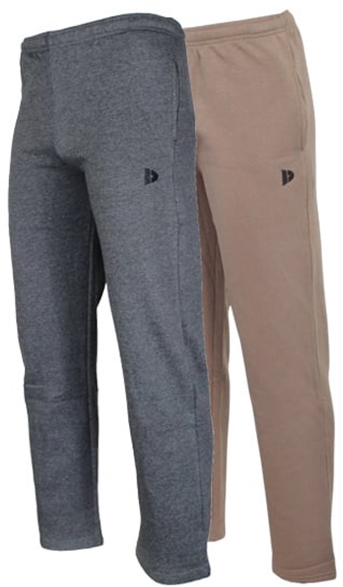 2-Pack Donnay - Joggingbroek rechte pijp (Wess) - Sportbroek - Heren - Charcoal-marl/Taupe-grey (727) - maat XL